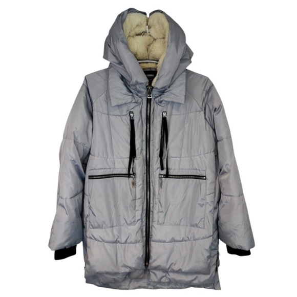 Ci Sono Jackets & Blazers - Cl Sono Light Gray Hooded Puffer Jacket with Fur Lined Hood